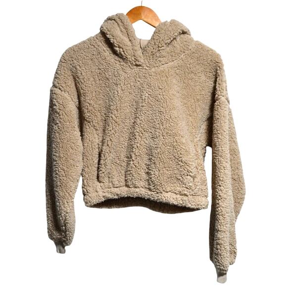 Gilly Hicks Hollister Tan Sherpa Cropped Hoodie Size Small Pants Size XS - Picture 3 of 16